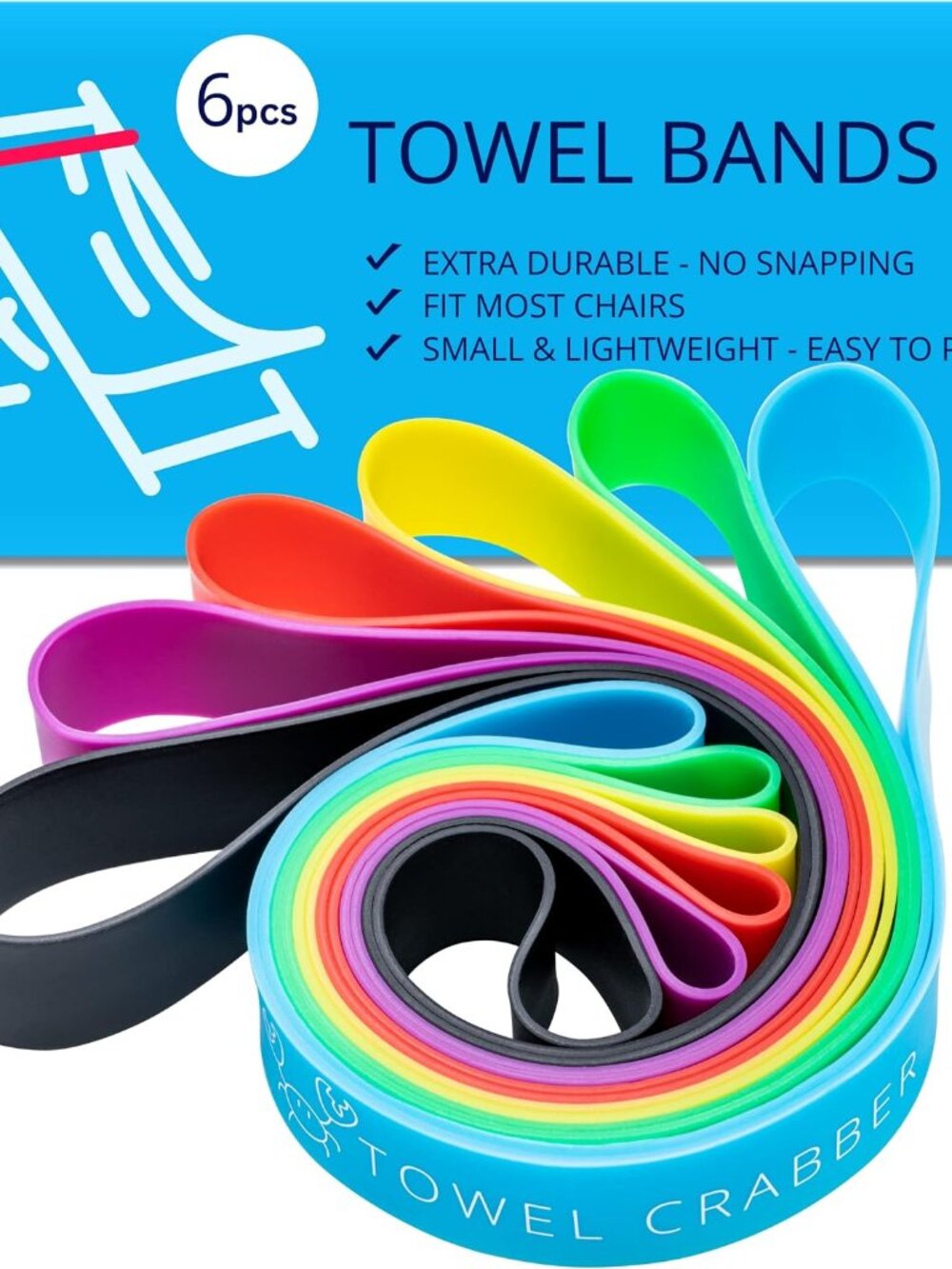 Silicone Towel Bands for Beach Chairs 6 Pack – Beach, Pool & Cruise Essentials,